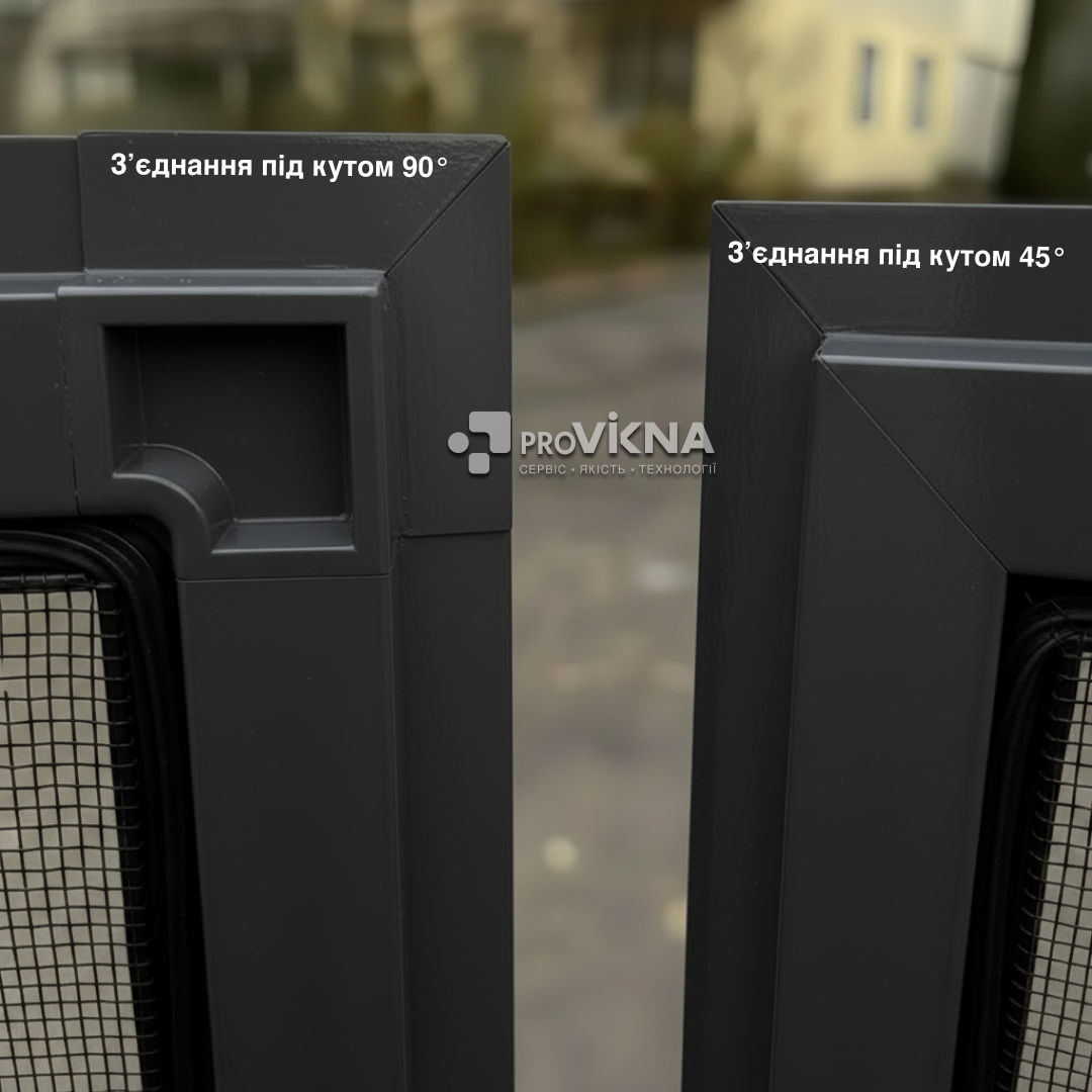 Москітна сітка внутрішня 10х30 конструктор Антрацит прихований кут